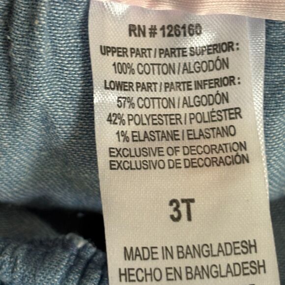 Little Lass Size 3T Denim & Cotton Pinstriped Ruffle Leg Wide Collar Jumpsuit #M - Picture 6 of 7